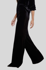L'agence - Pilar Velvet Wide-Leg Pant - BLACK