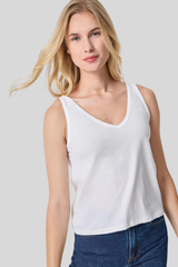 Lilla P - Organic V-Neck Tank - WHITE