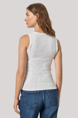 Lilla P - Ribbed Slub Scoop Neck Tank - WHITE