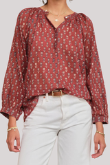 M.A.B.E - Ari Print Long Sleeve Top - BERRY