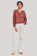M.A.B.E - Ari Print Long Sleeve Top - BERRY