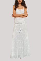 M.A.B.E - Frani Embroidered Maxi Skirt - WHITE