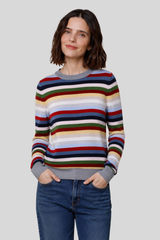 Minnierose - Cashmere Long Sleeve Striped Crew Neck - MULTICOL