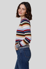 Minnierose - Cashmere Long Sleeve Striped Crew Neck - MULTICOL