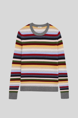 Minnierose - Cashmere Long Sleeve Striped Crew Neck - MULTICOL