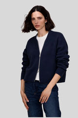 Minnierose - Cashmere Cropped Bomber - NAVY