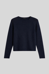 Minnierose - Cashmere Raglan Crew With Rolled Trims - BLACK