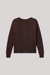 Minnierose - Cotton Cashmere Boxy Crew Neck Top - BRAZLNUT