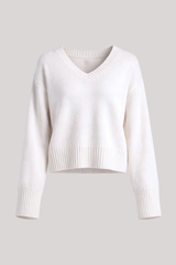 Minnierose - Luxe Cotton Blend Boxy V Neck - STARCH
