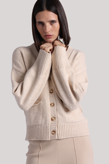 Minnierose - Luxe Cotton Blend V Neck Cardigan - WHEAT
