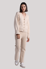 Minnierose - Luxe Cotton Blend V Neck Cardigan - WHEAT