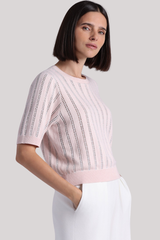 Minnierose - Sparkle Short Sleeve Crew With Pointelle - LOTUS