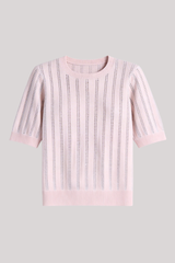 Minnierose - Sparkle Short Sleeve Crew With Pointelle - LOTUS