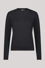 Minnierose - Supima Cotton Cashmere Long Sleeve Crew - BLACK