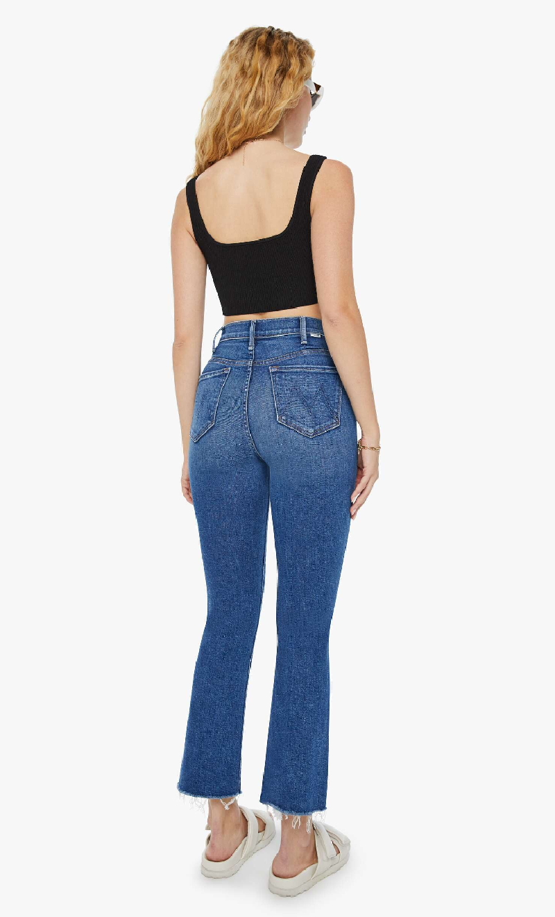 MOTHER Jeans sale The Hustler Ankle Fray Flare Blue Denim Size 24