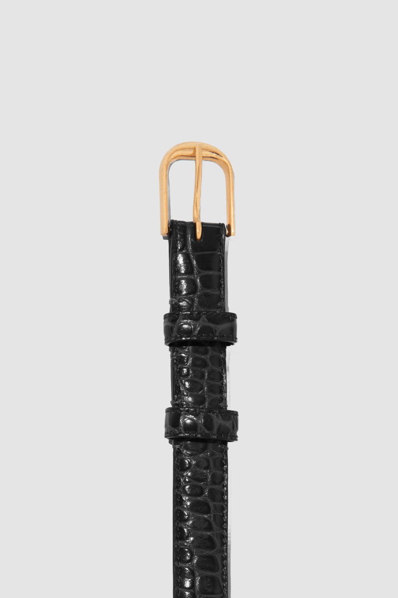 Nili Lotan Black Belt with Gold Buckle GABRIELE BELT | Women main image 4