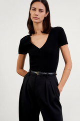 Nili Lotan - Italia Cotton Ribbed Knit Top - DARKNAVY