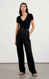 Nili Lotan - Italia Cotton Ribbed Knit Top - DARKNAVY