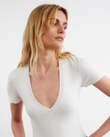Nili Lotan - Italia Cotton Ribbed Knit Top - IVORY