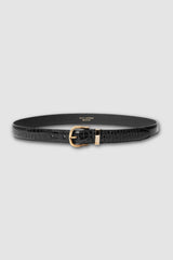 Nili Lotan - Louise Leather Belt With Shiny Brass - BLACKSY