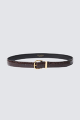Nili Lotan - Louise Leather Belt With Shiny Brass - DARKBRSY