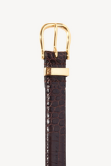 Nili Lotan - Louise Leather Belt With Shiny Brass - DARKBRSY
