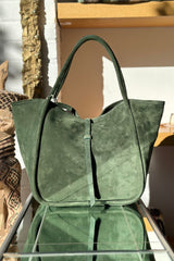 Oliveve - Ellis Leather Backed Suede Tote - FOREST
