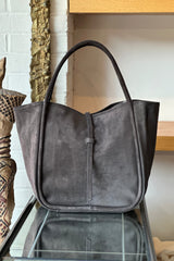 Oliveve - Ellis Leather Backed Suede Tote - PEWTER