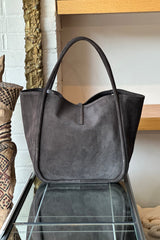 Oliveve - Ellis Leather Backed Suede Tote - PEWTER