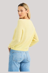 One Grey Day - Cara Shrunken Cardigan - LEMON
