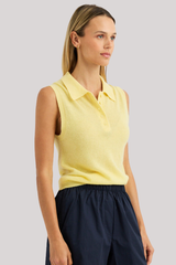 One Grey Day - Drew Sleeveless Polo - LEMON