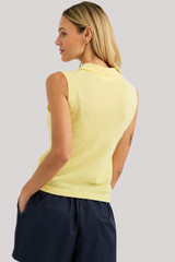 One Grey Day - Drew Sleeveless Polo - LEMON