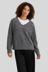 One Grey Day - Linden Cashmere V Neck - HEATHASH
