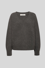 One Grey Day - Linden Cashmere V Neck - HEATHASH