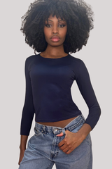 Only Hearts - Delicious 3/4 Sleeve Crewneck - NAVY