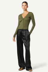 Sablyn - Emerson High Rise Pleated Silk Pant - BLACK