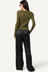 Sablyn - Emerson High Rise Pleated Silk Pant - BLACK