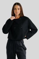 Sablyn - Floren Cropped Double Breasted Jacket - BLACK