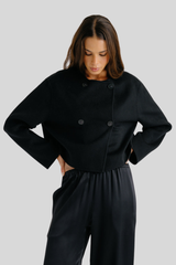 Sablyn - Floren Cropped Double Breasted Jacket - BLACK