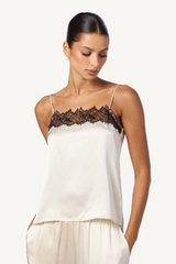 Sablyn - Haya Lace Trim Square Neck Cami - GARDENIA