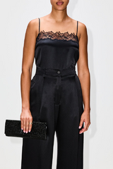 Sablyn - Haya Lace Trim Square Neck Cami - BLACK