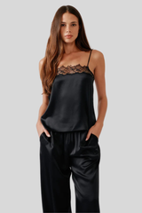 Sablyn - Haya Lace Trim Square Neck Cami - BLACK
