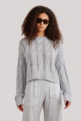 Sablyn - Tristan D Crewnek Cable Pullover - WHISPER