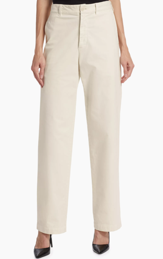Nili Lotan Tomboy Straight-Leg Cropped Pants in White Color Size