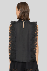 Sea Ny - Eleannora Embroidered Top - BLACK