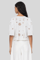 Sea Ny - Gardener Embroidered Top - WHITE