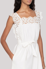 Sea Ny - Leila Eyelet Midi Dress - WHITE