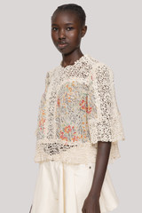 Sea Ny - Luisa print Short Sleeve Top - CREAM