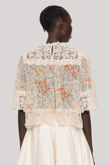 Sea Ny - Luisa print Short Sleeve Top - CREAM