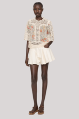 Sea Ny - Luisa print Short Sleeve Top - CREAM